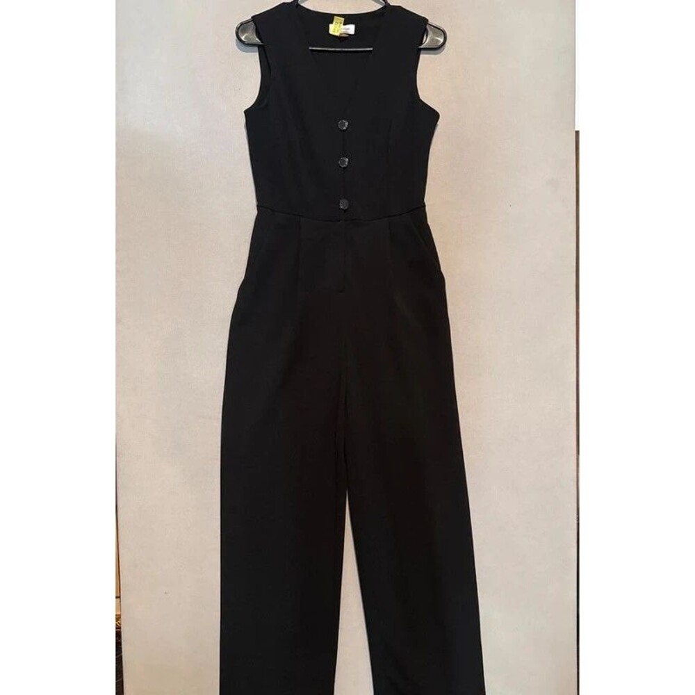 Calvin Klein Dressy Jumpsuit 2 Black Womens Office Wear Business Casual Wide leg